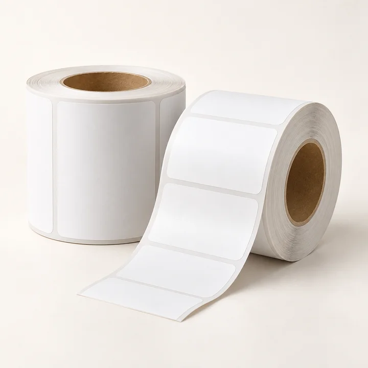 Rolls of blank adhesive labels — concept image